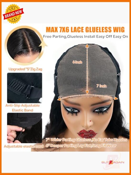7x6 Glueless Body Wave Lace Front Human Hair Wig 26 Inch 200% Density
